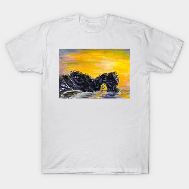 Sunset At Durdle Door T-Shirt by samanthagarrett
